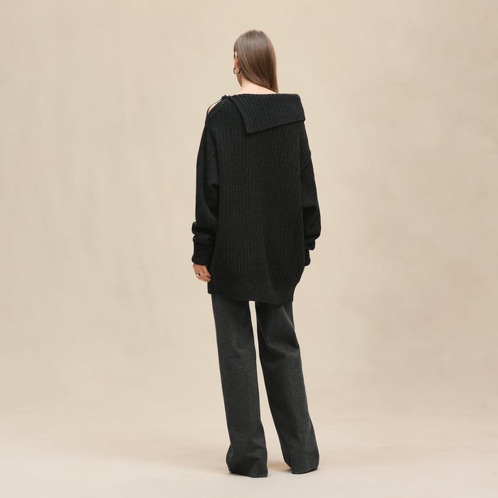 Gris Volcanique Long-sleeve Tunic Dress