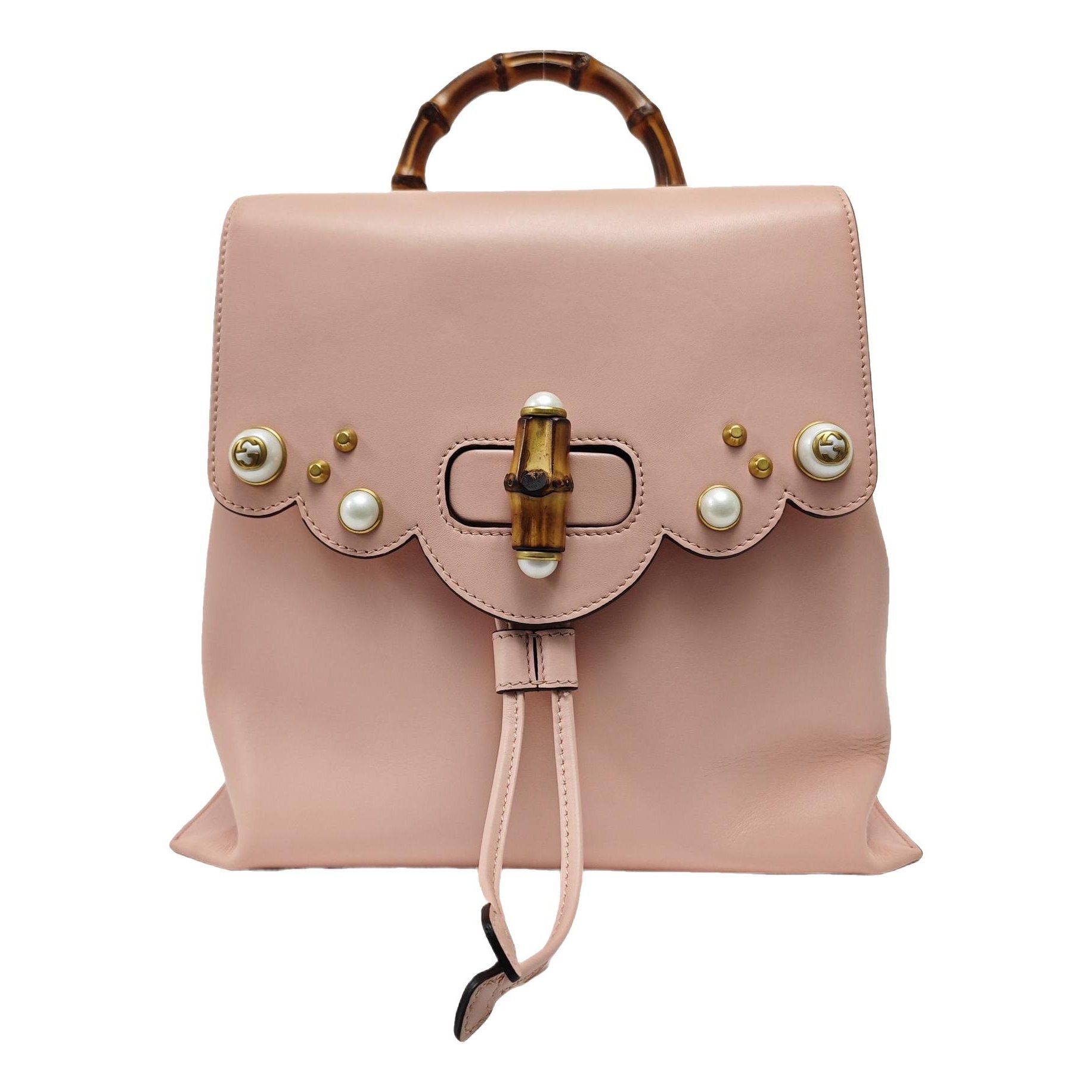 Bamboo Tassel Oval leather backpack
