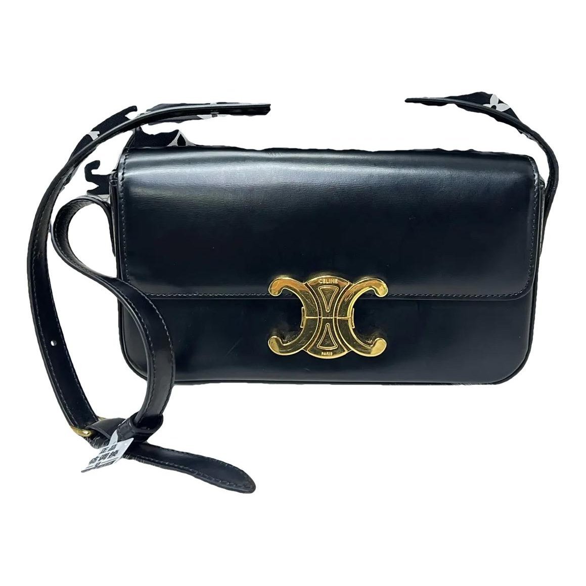 Triomphe chain leather handbag