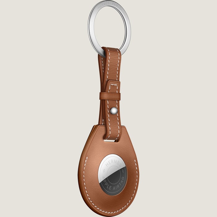 Gold Apple Airtag Hermès Key Ring