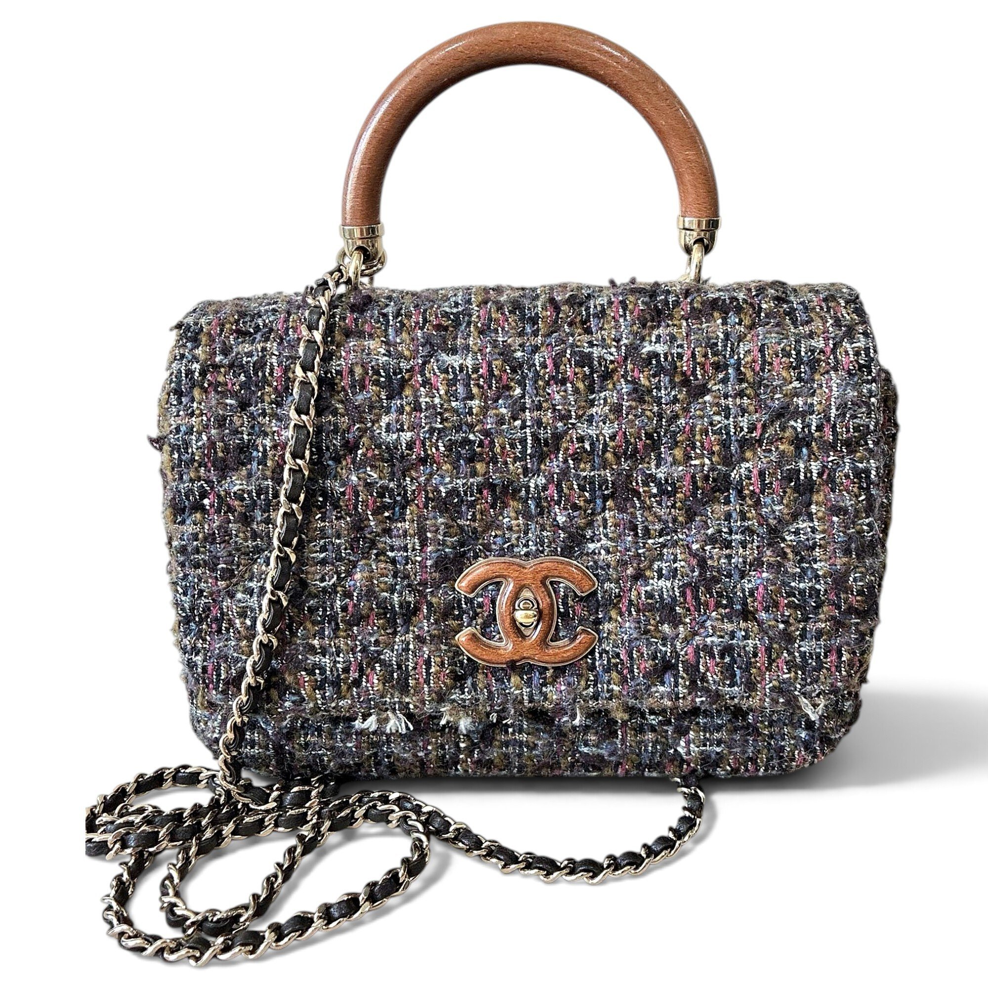 Coco Handle tweed handbag