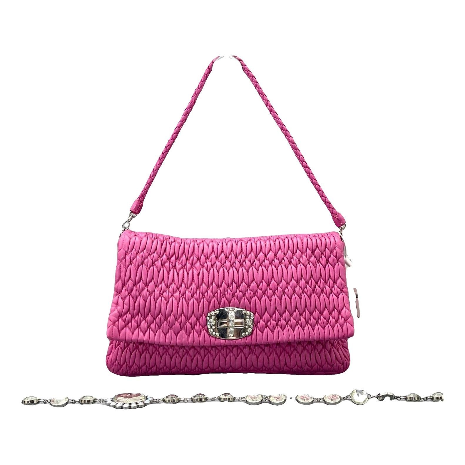 Miu Crystal leather handbag