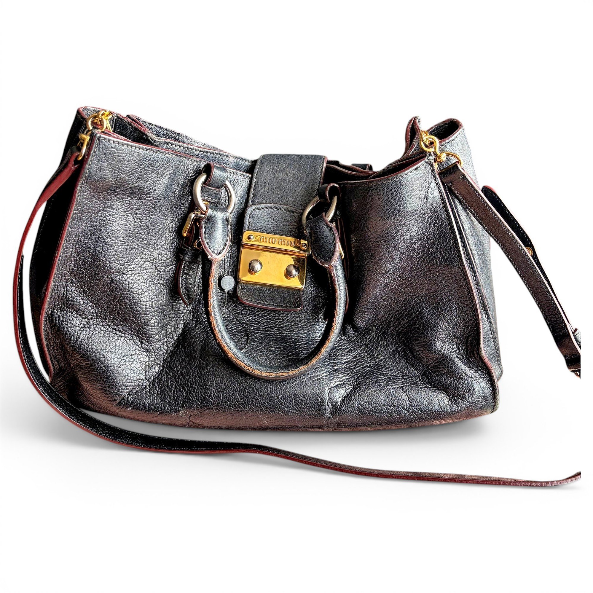 Madras leather handbag