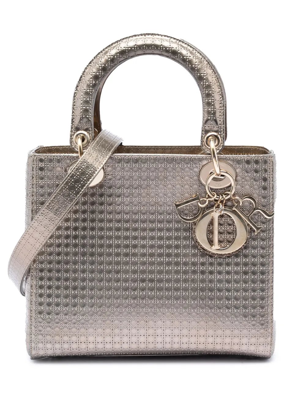 2016 Medium Metallic Patent Microcannage Lady Dior satchel