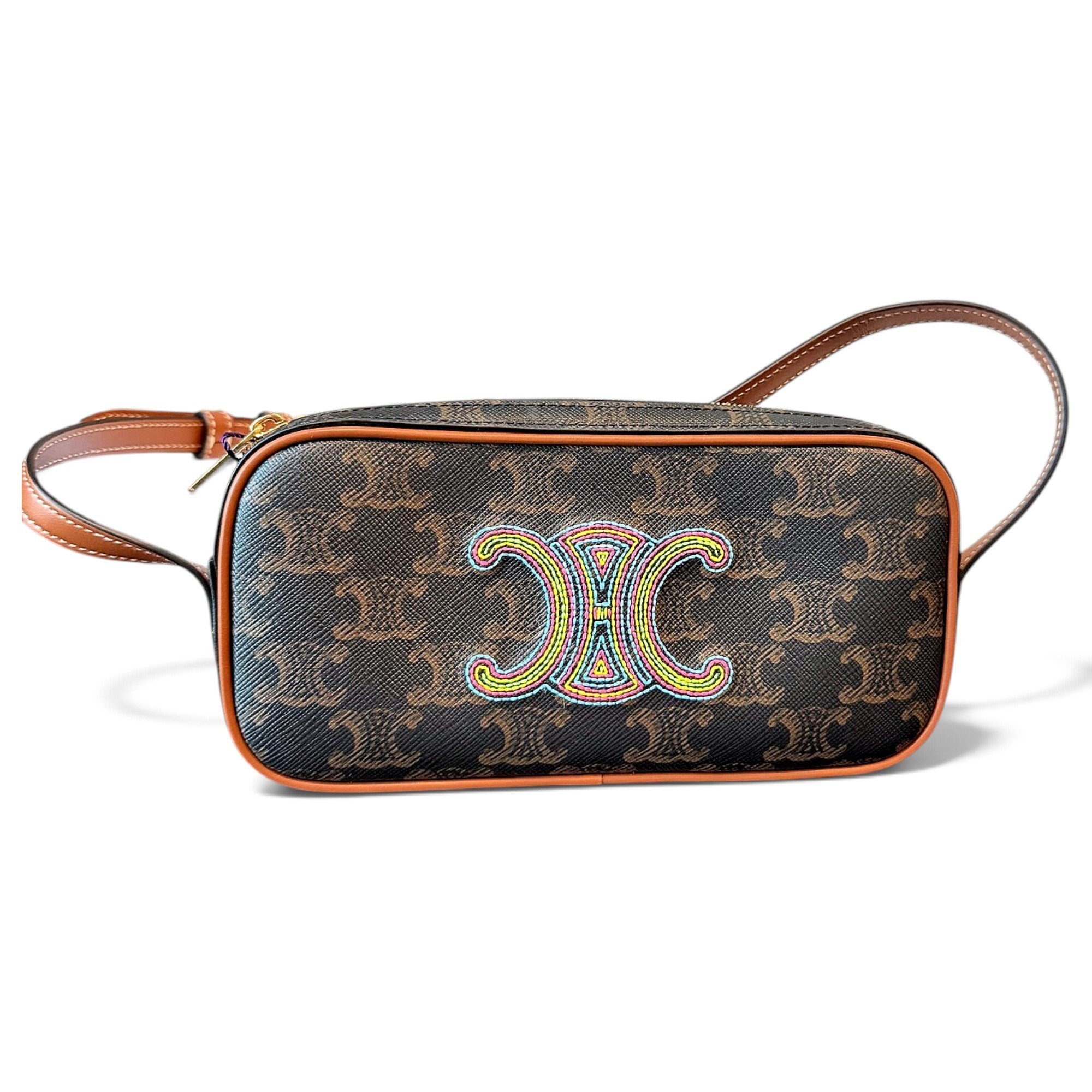 Triomphe Long leather crossbody bag