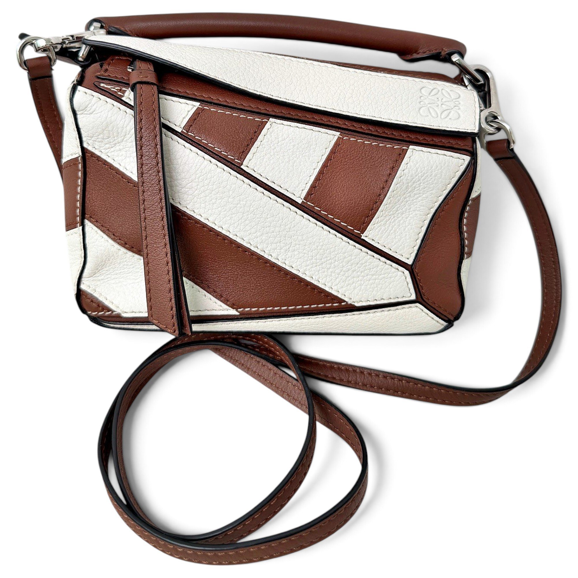Puzzle leather handbag