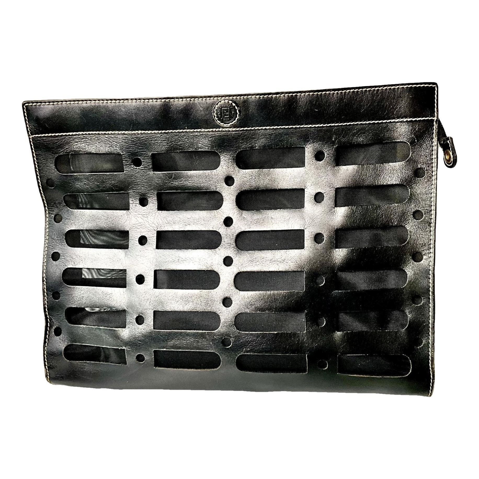 Leather clutch bag