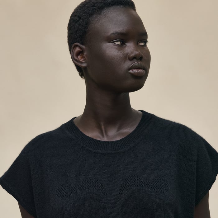 Noir Cashmere "l'Enseigne Du Sellier" Sleeveless Sweater