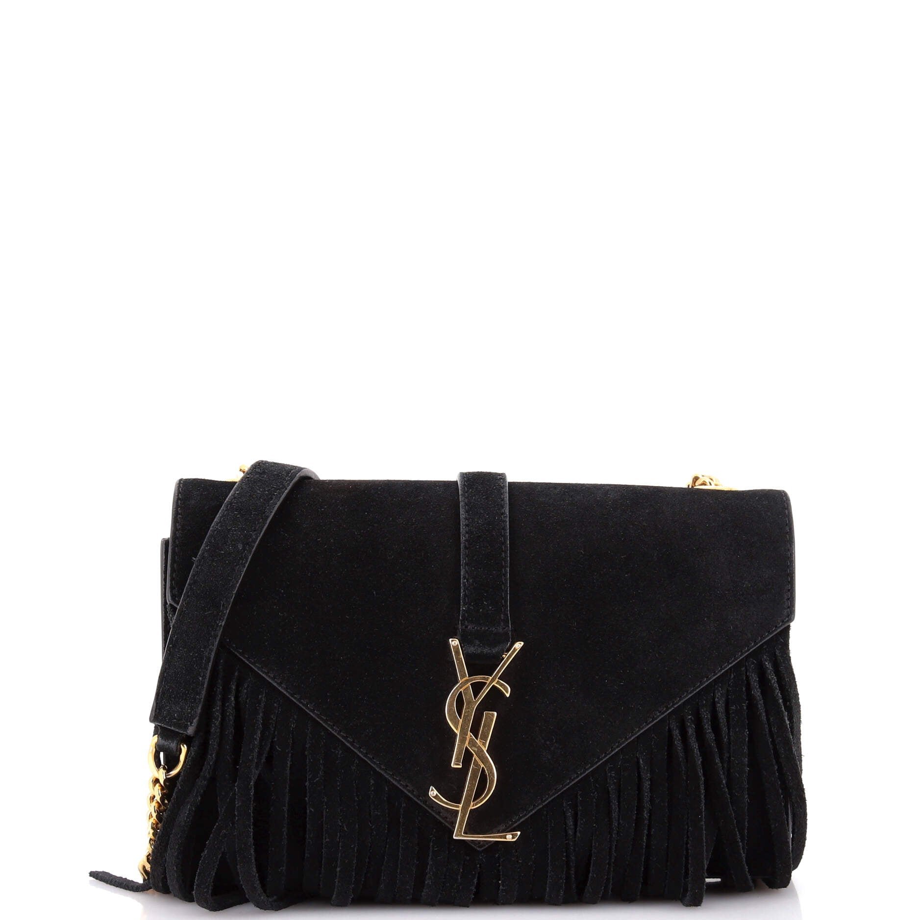 Classic Monogram Fringe Crossbody Bag Suede Small