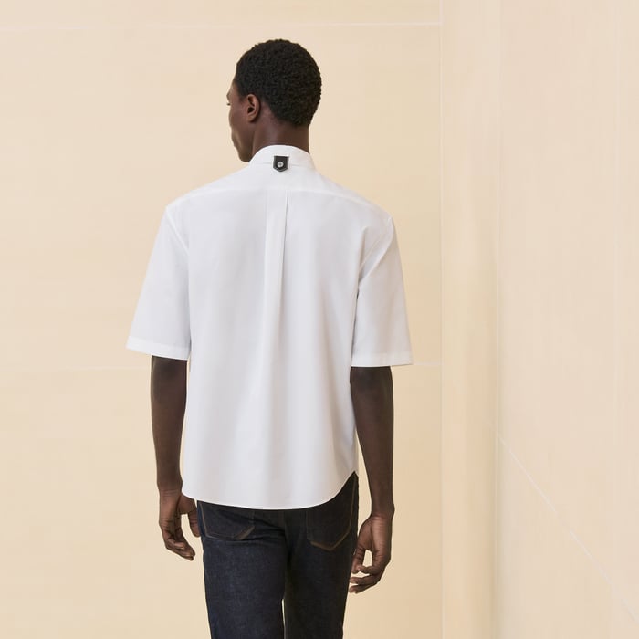 Blanc Sporty Fit Shirt With Leather Detail