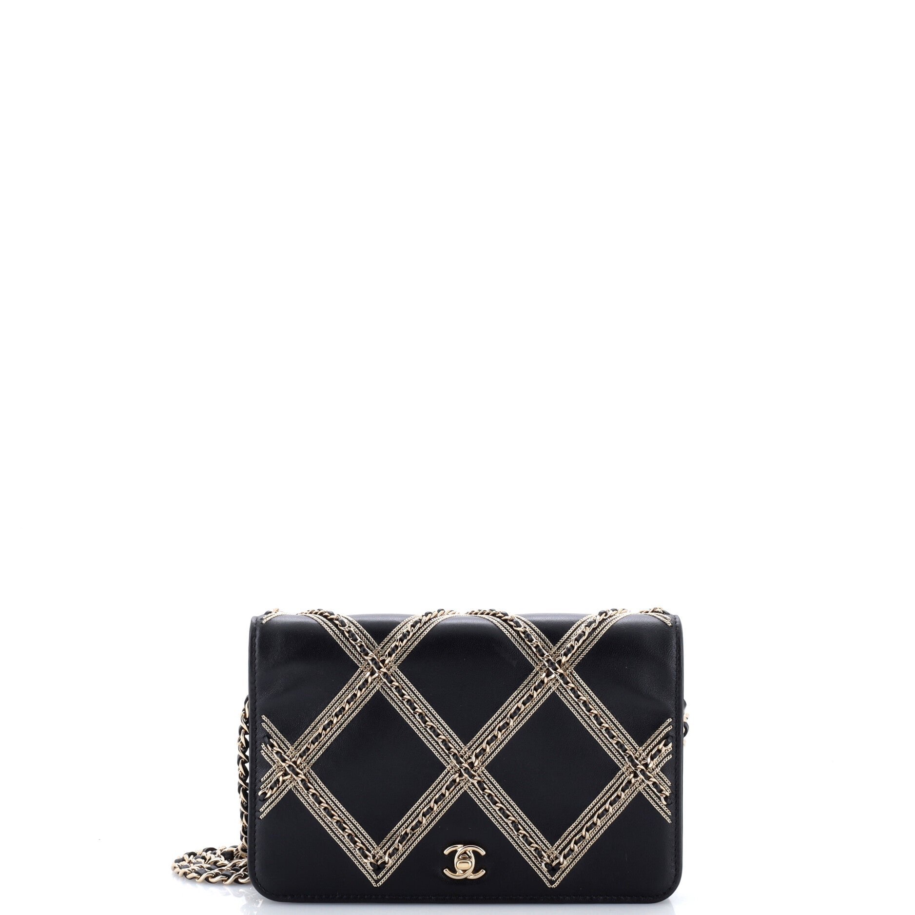 Wallet on Chain Chain Embellished Quilted Lambskin
