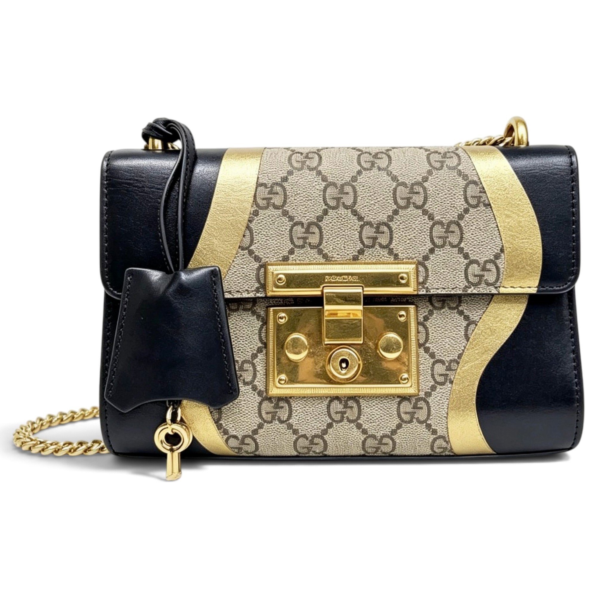 Padlock leather handbag