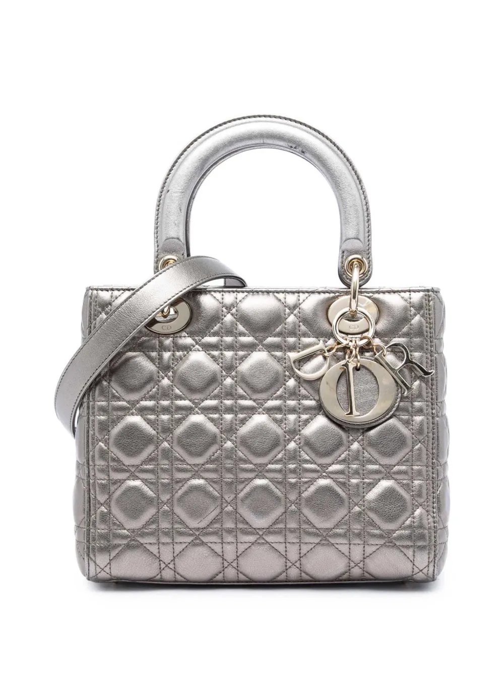2018 Medium Metallic Lambskin Cannage Lady Dior satchel