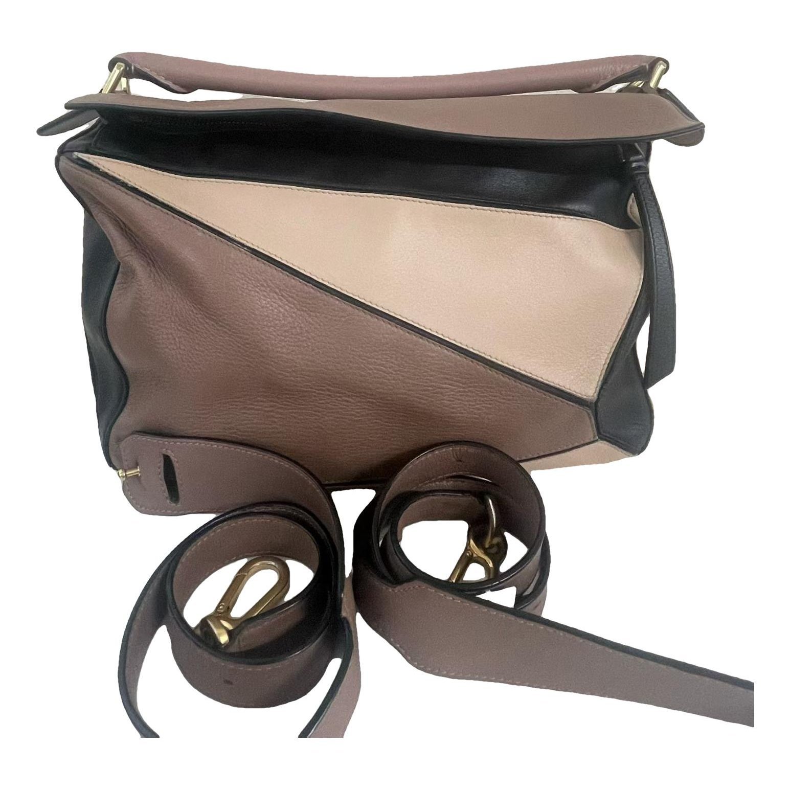 Puzzle leather handbag