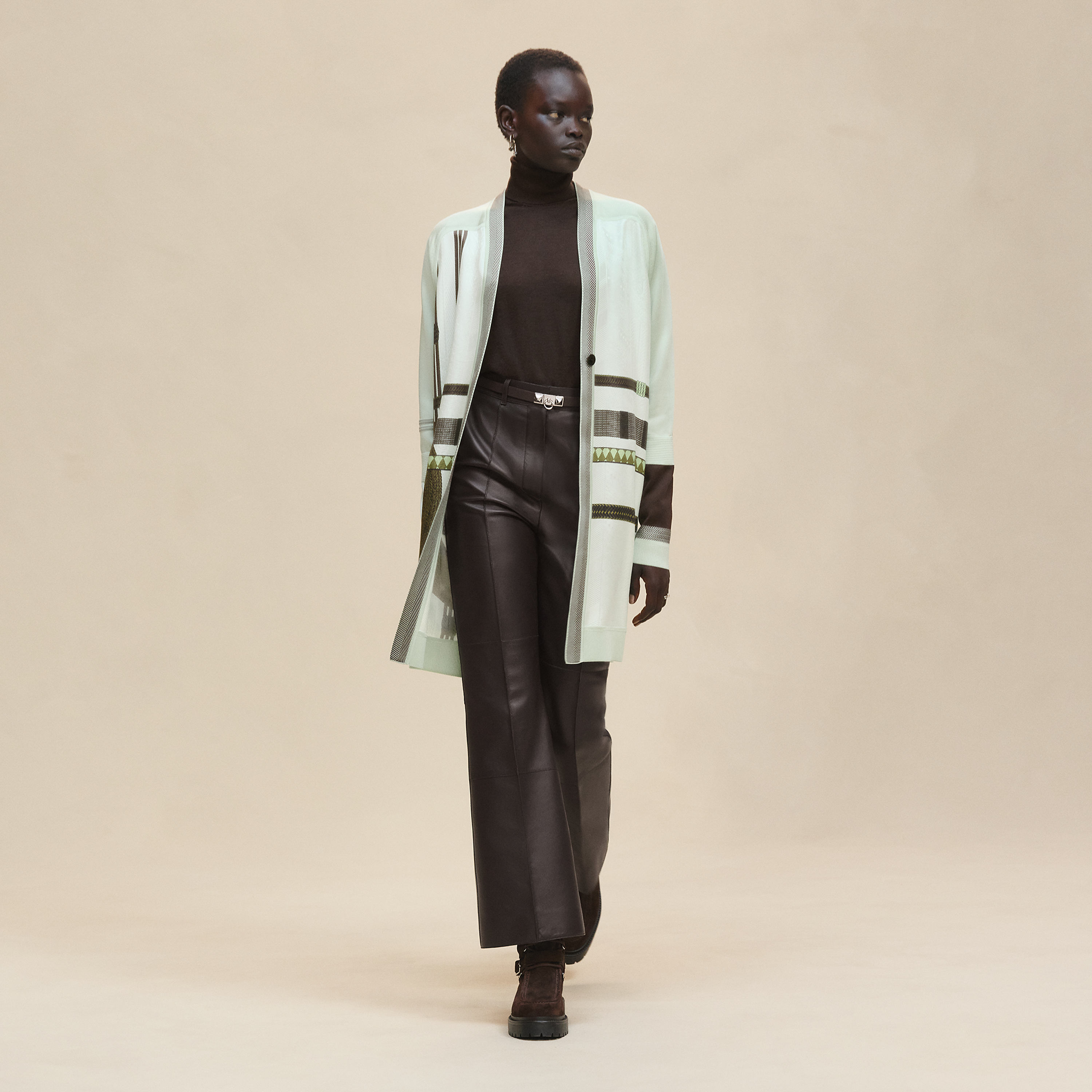 "Dressage Tressage" long-sleeve twillaine cardigan