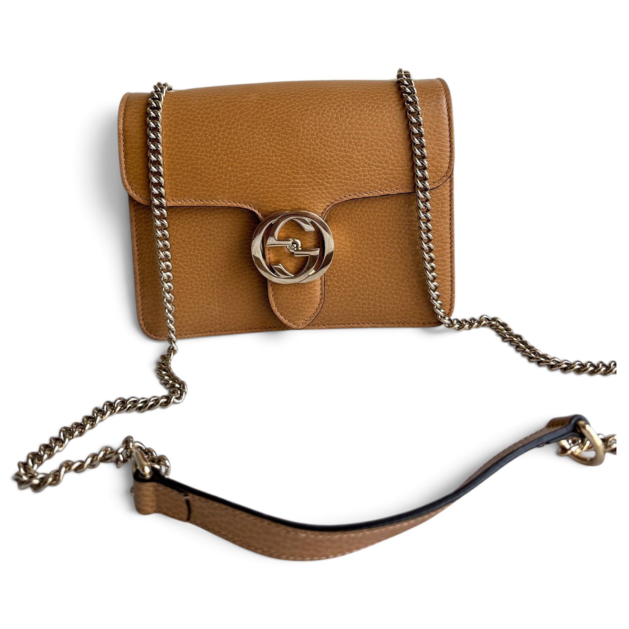 Interlocking leather handbag