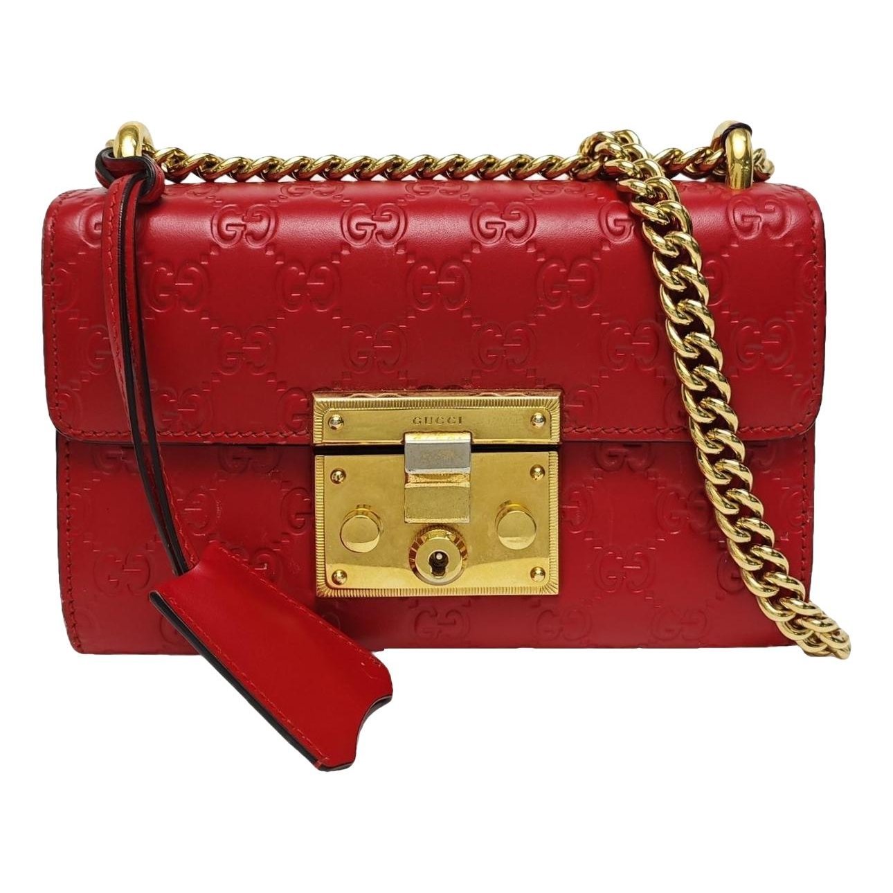 Padlock leather handbag
