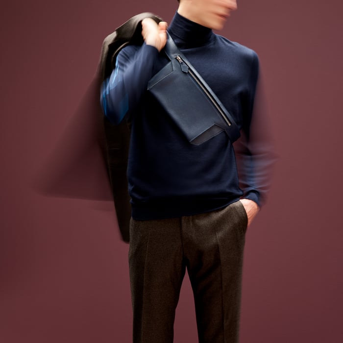 Bleu Nuit Hermes Ultrapla Cross Belt Bag