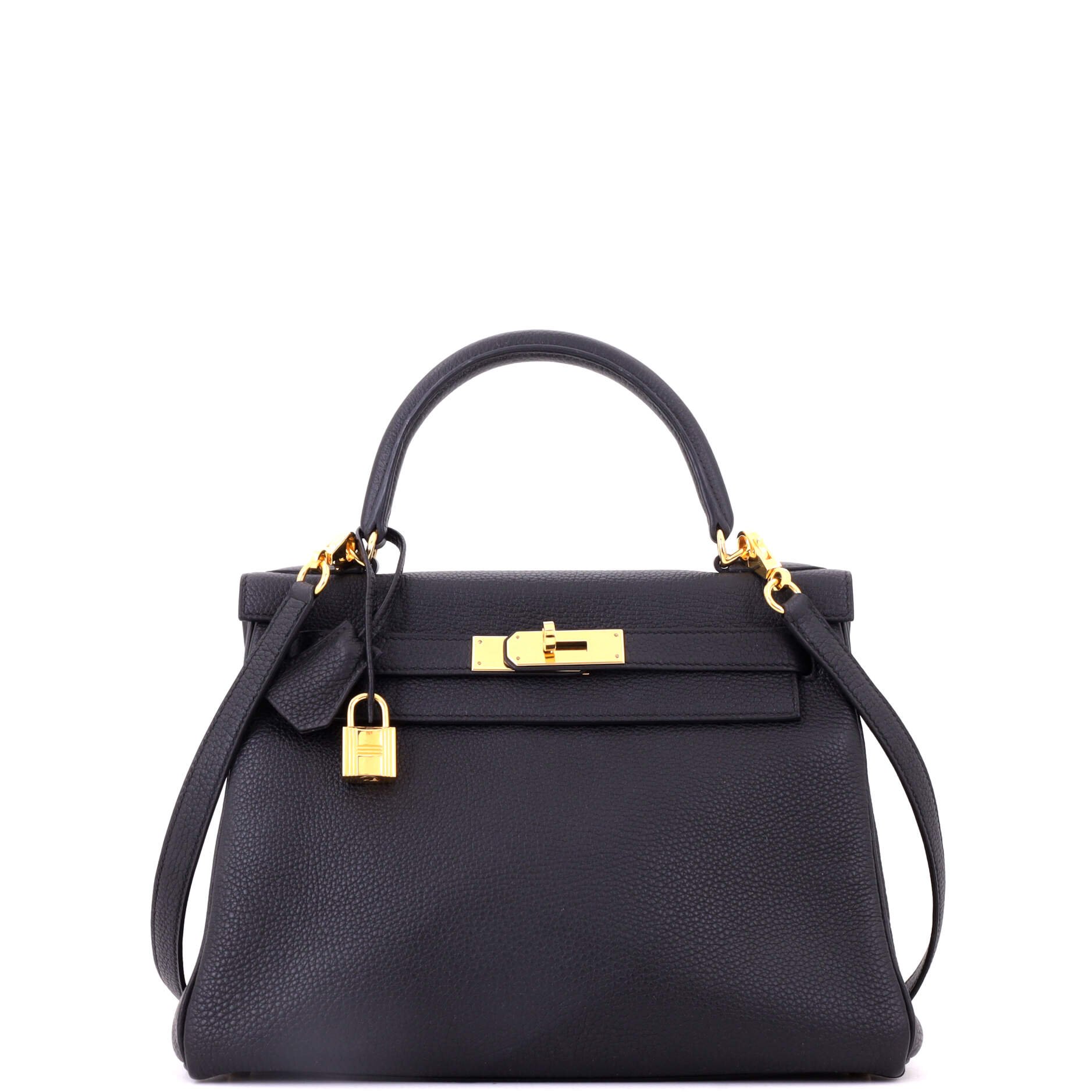 Kelly Handbag Noir Togo with Gold Hardware 28