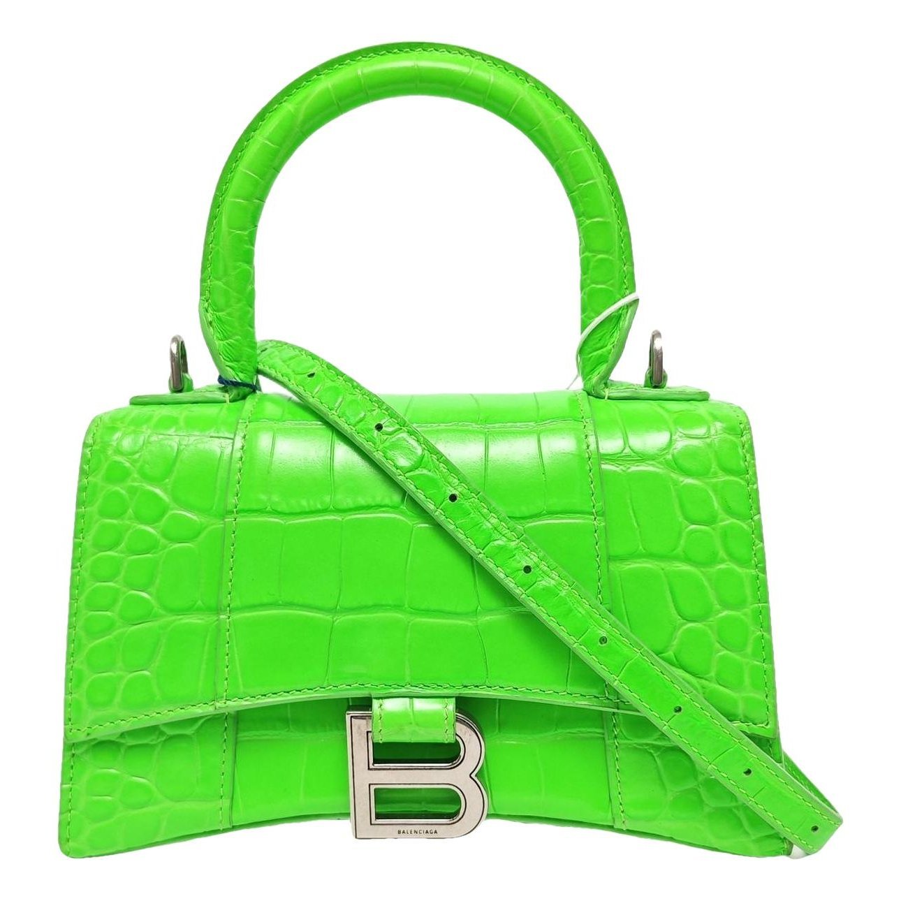 Hourglass leather handbag