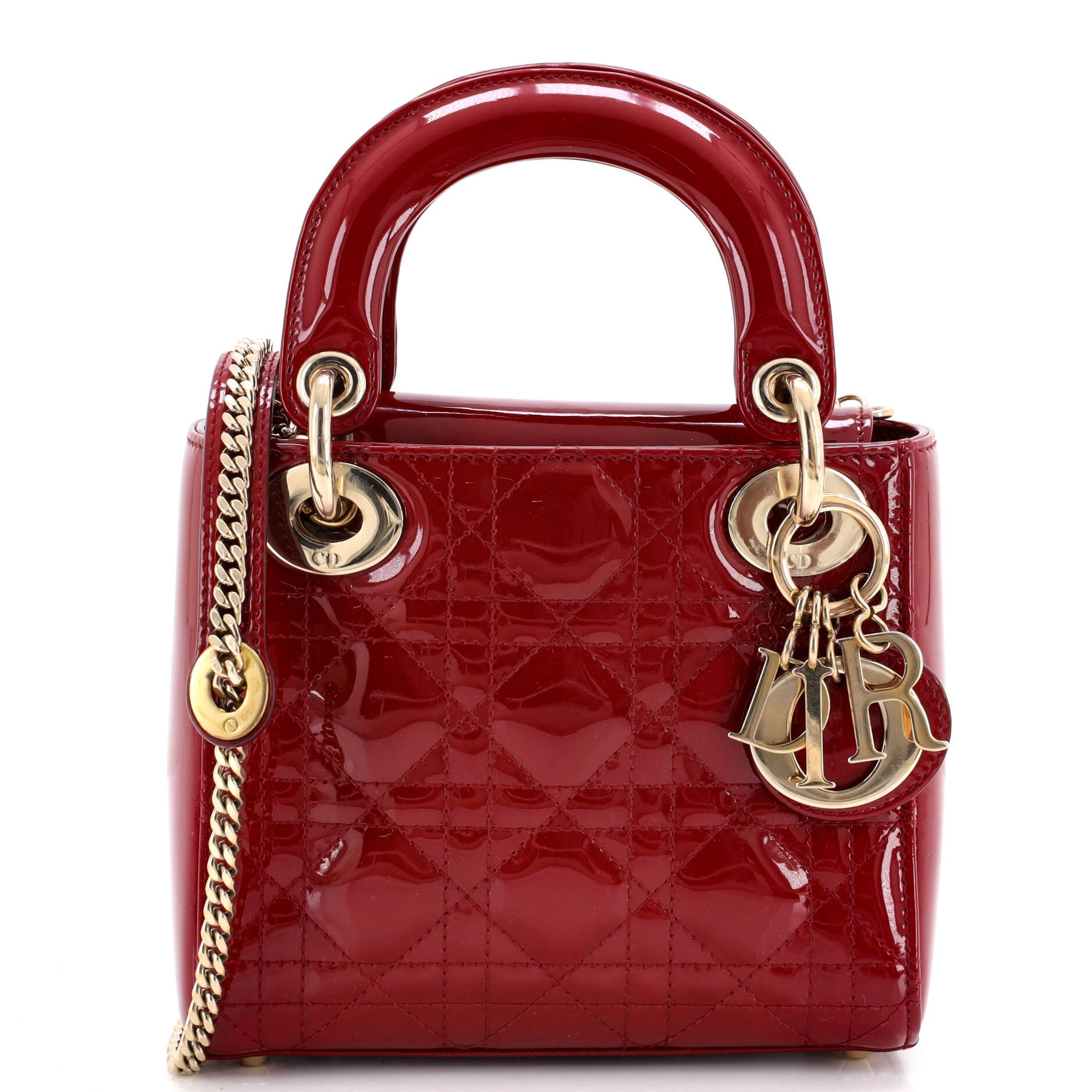 Lady Dior Chain Bag Cannage Quilt Patent Mini