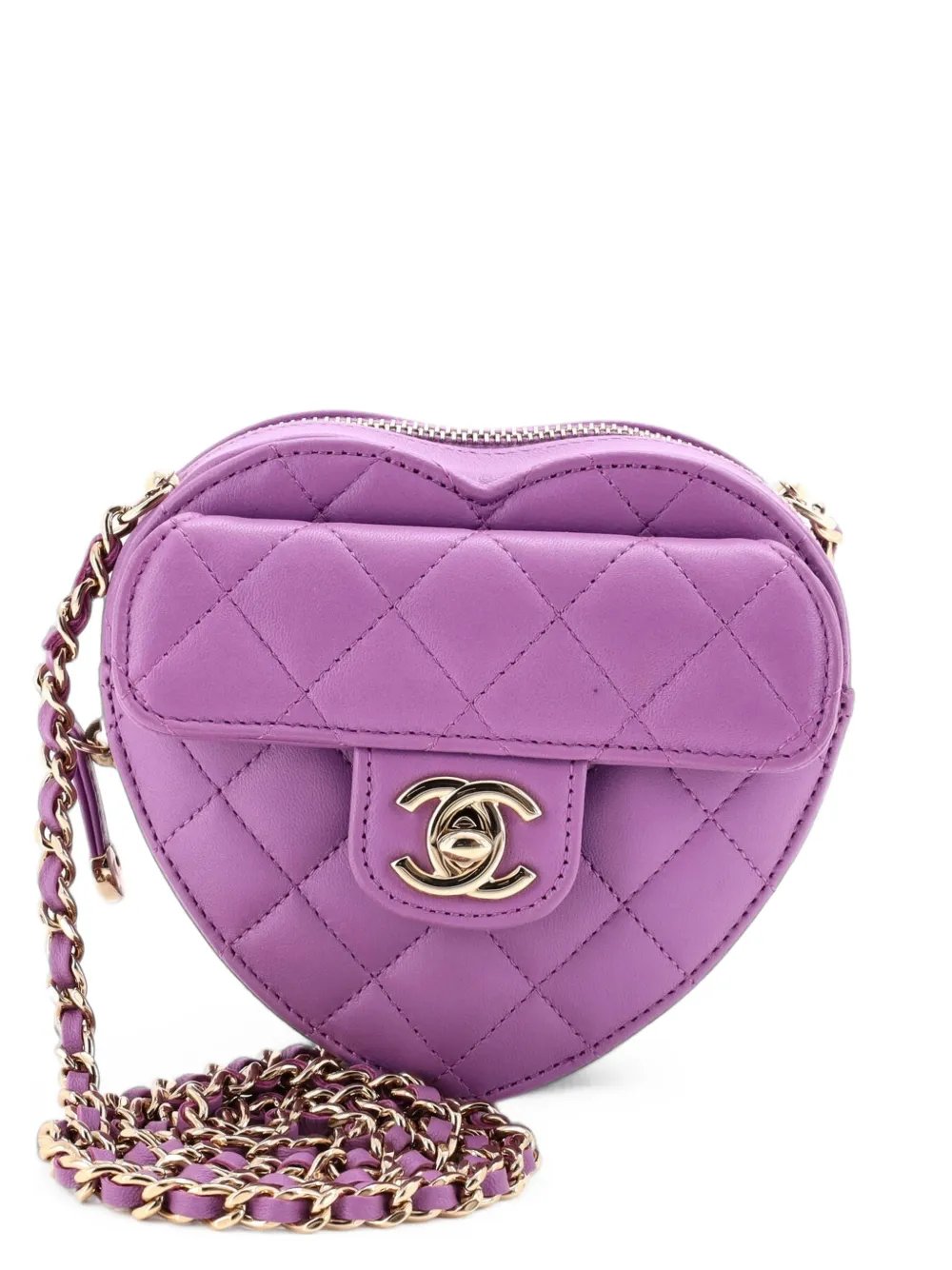 CC in Love Heart Clutch with Chain Quilted Lambskin crossbody bag