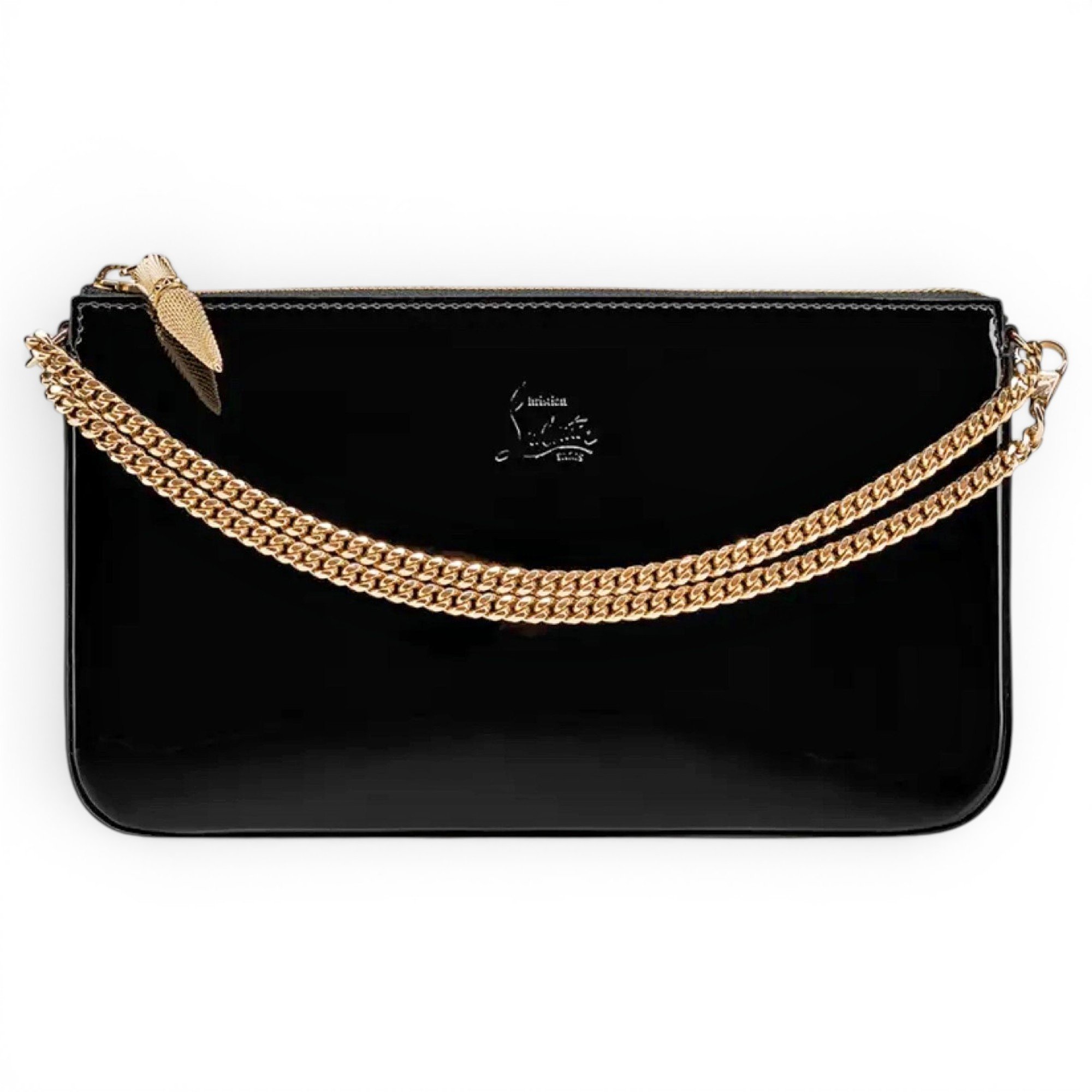 Loubiposh patent leather clutch bag