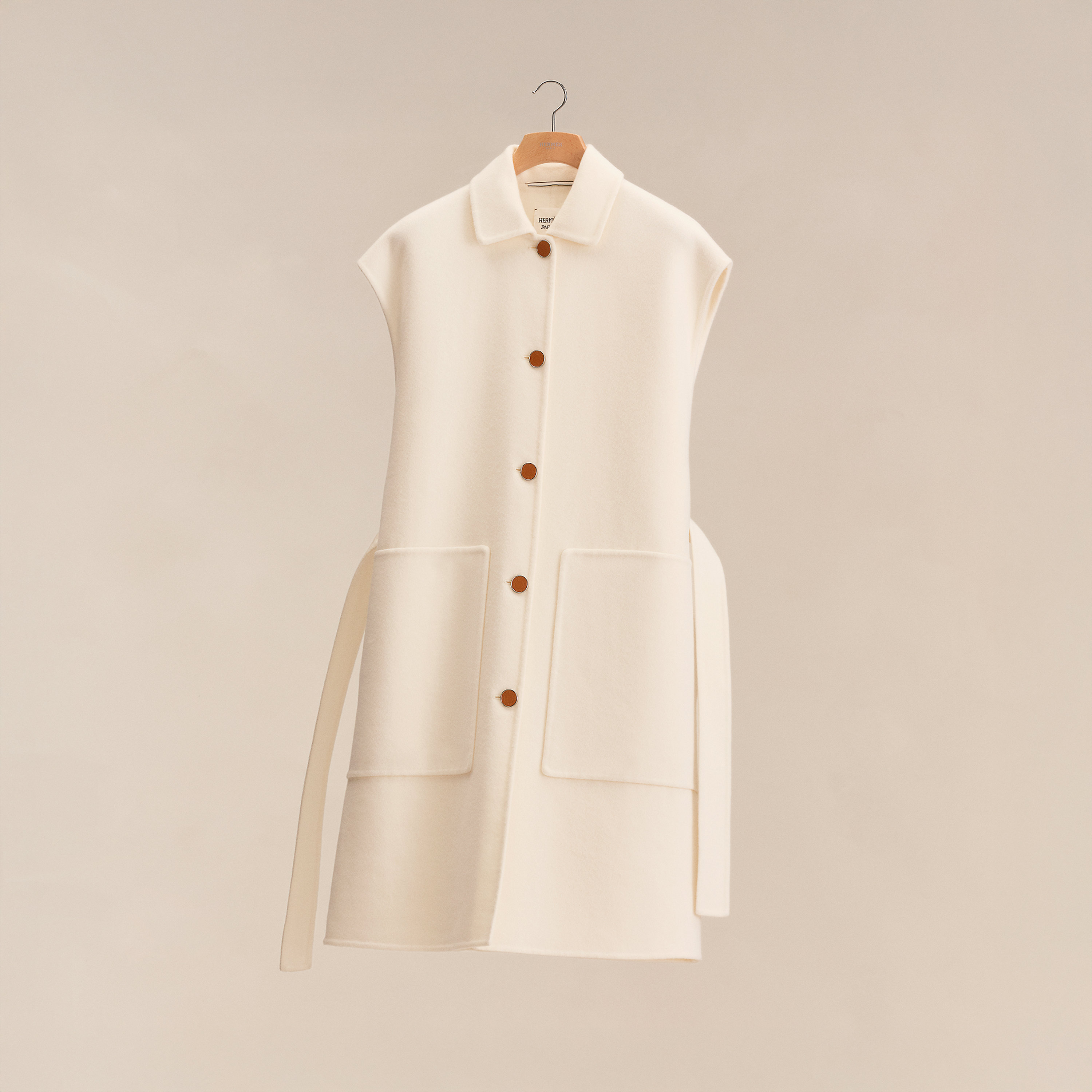 Belted cashmere long vest