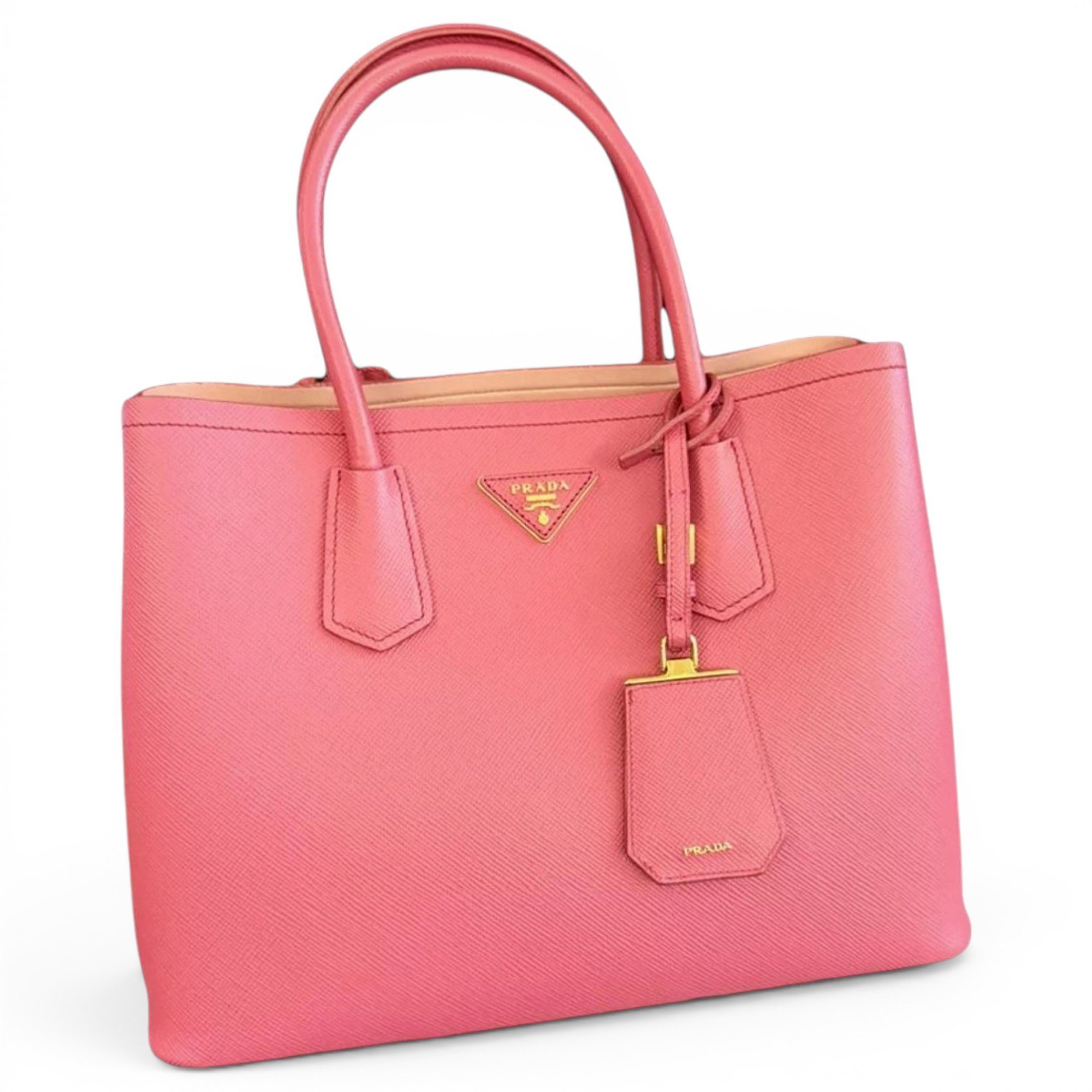 Double leather handbag