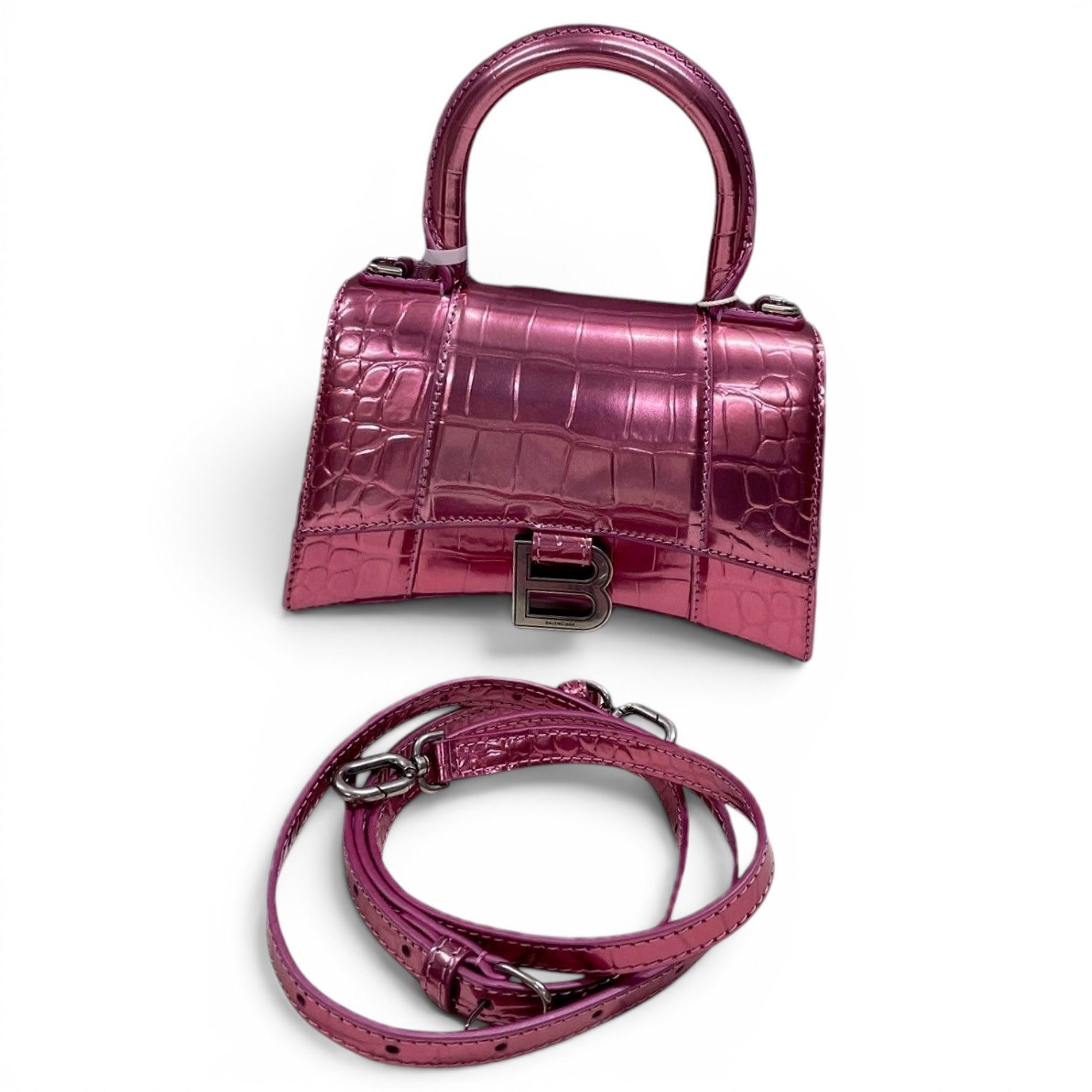 Hourglass leather handbag