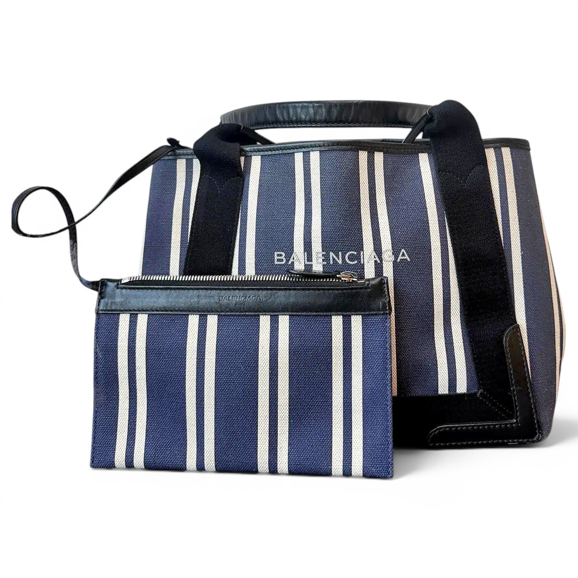 Navy cabas cloth handbag