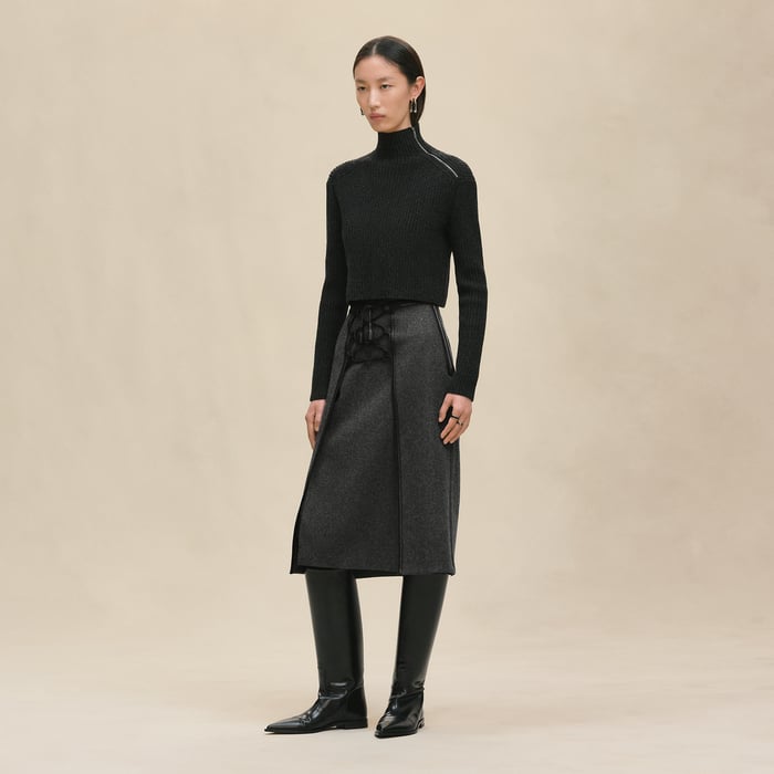Gris Volcanique Long-sleeve Cropped Sweater