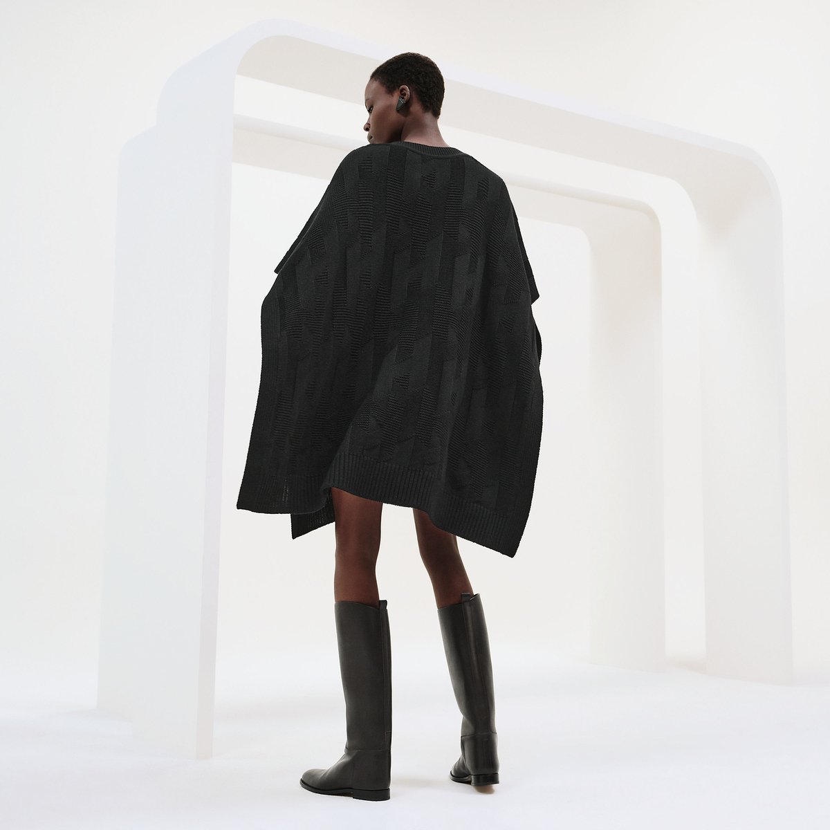 Noir "H" Rectangular Cape Poncho
