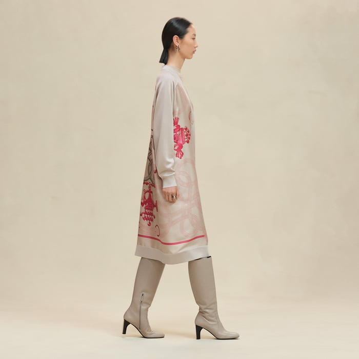 Beige Avoine "Palefroi Remix" Long-sleeve Twillaine Cardigan