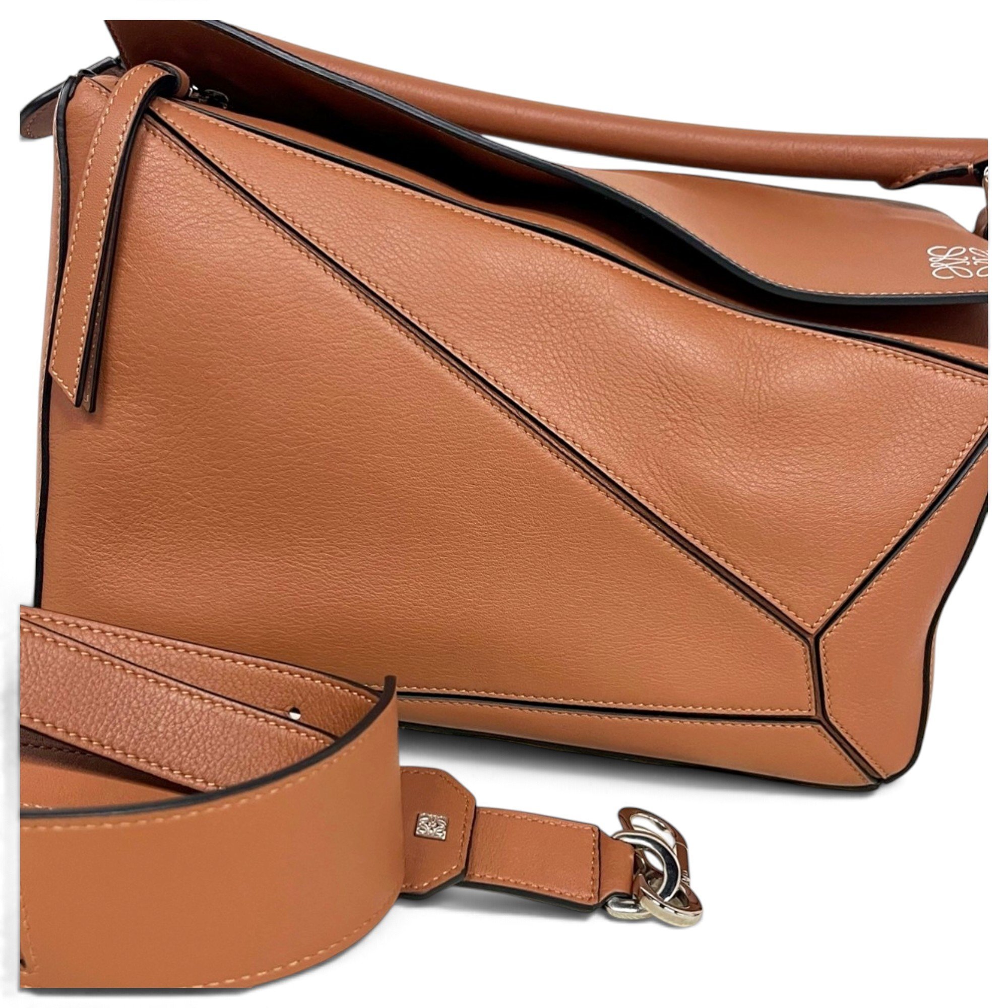 Puzzle leather handbag