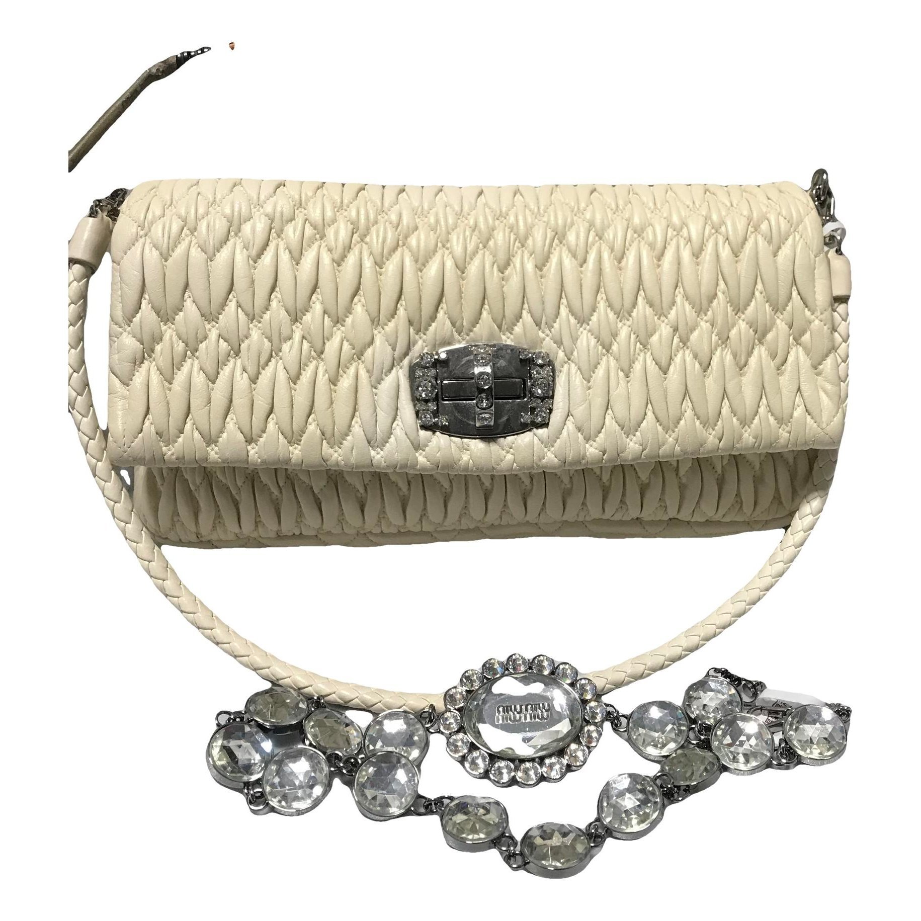 Miu Crystal leather handbag