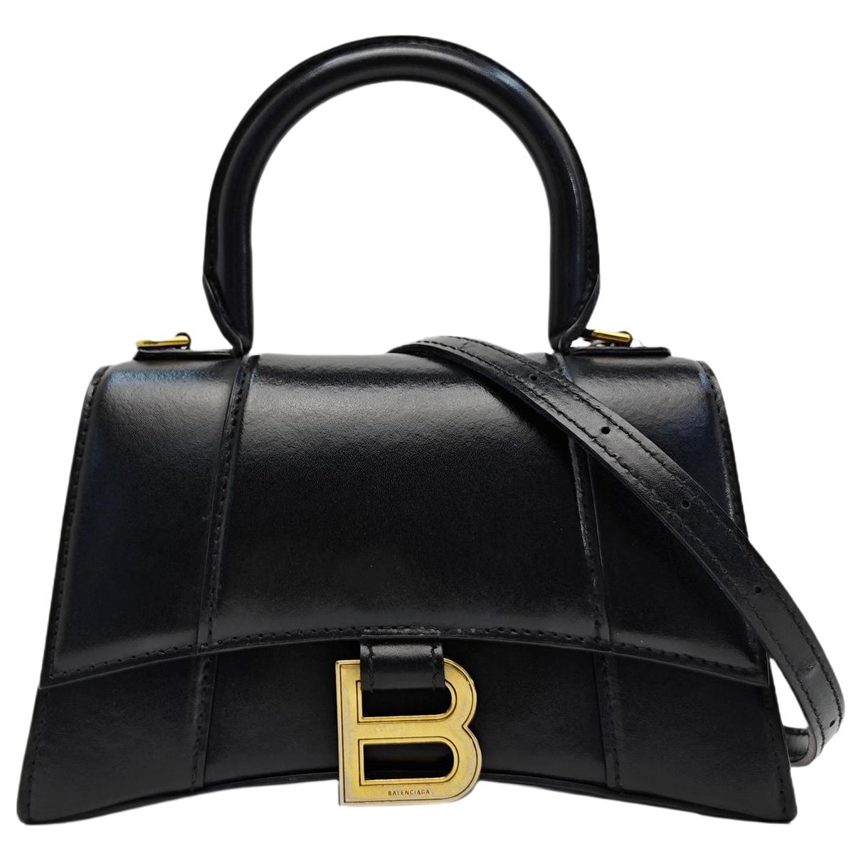 Hourglass leather handbag
