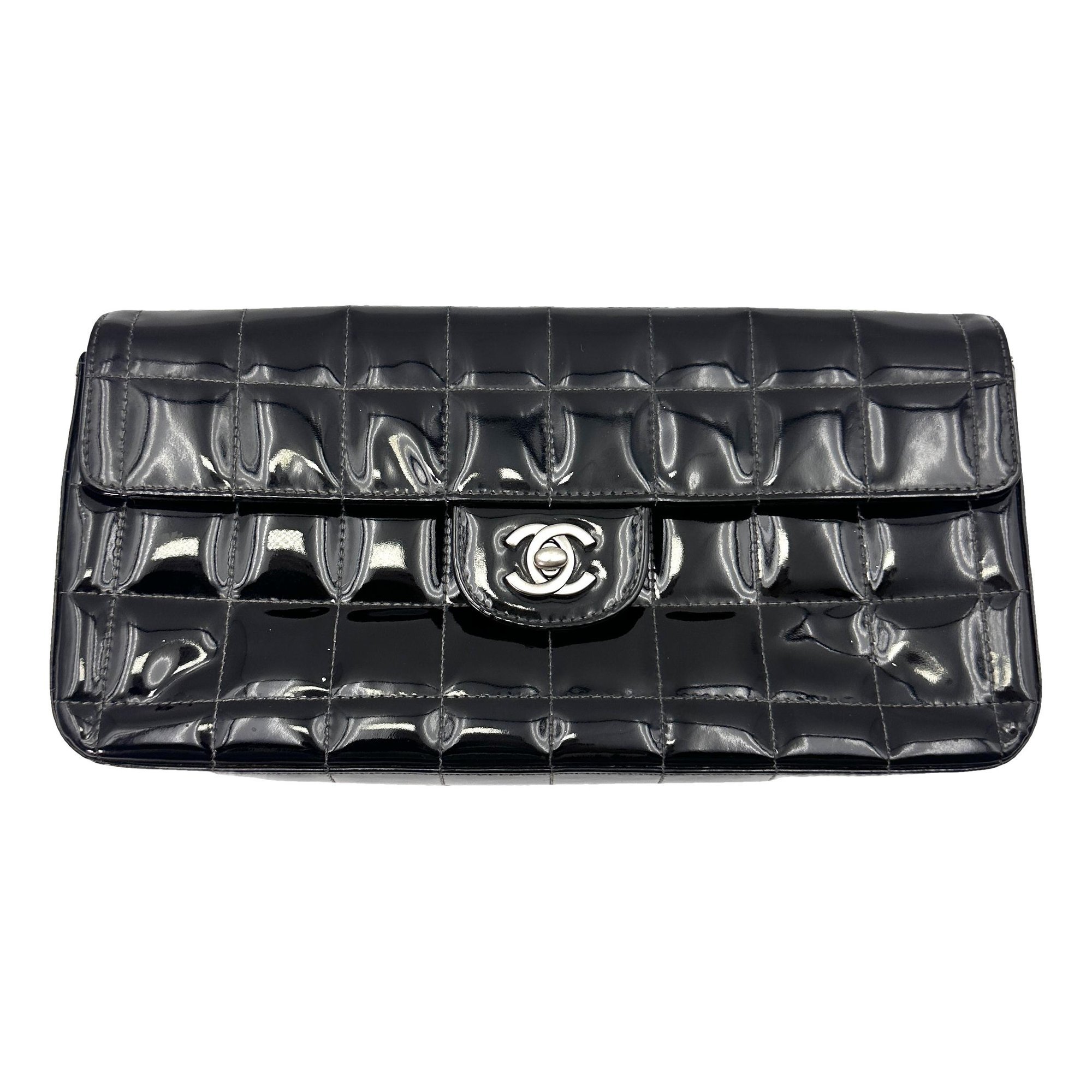 East West Chocolate Bar patent leather handbag