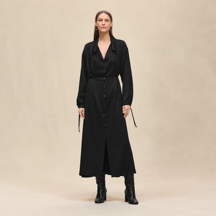 Noir "Mosaique" Drawstring Long Dress