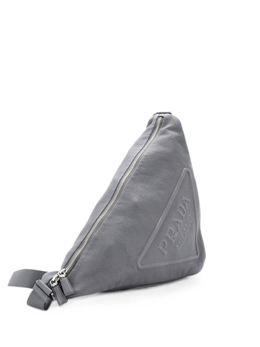 Triangle Logo Zip Messenger Leather Large crossbody bag