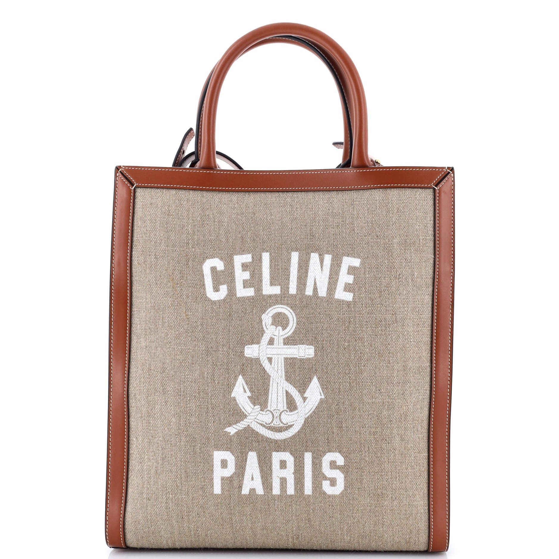 Celine Vertical Cabas Tote Printed Canvas and Leather Small