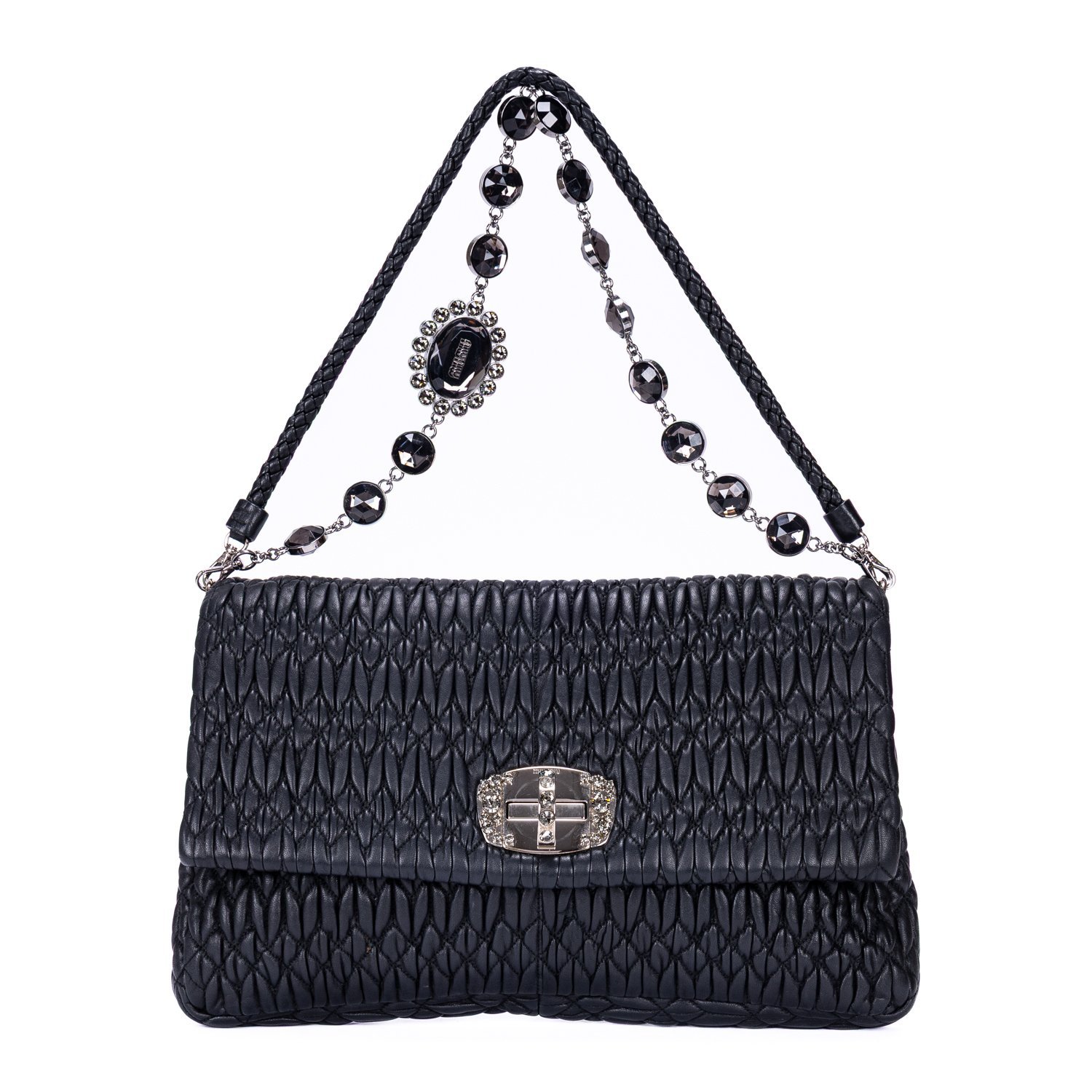 Miu Crystal leather handbag