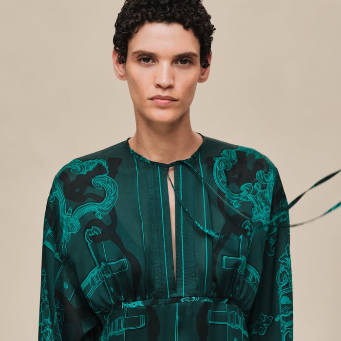 Vert Pin "Ferronnerie Remix" Knotted Collar Dress