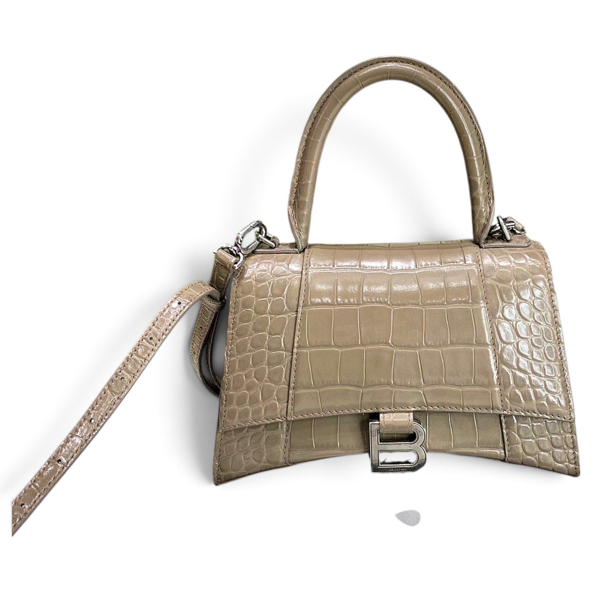 Hourglass leather handbag