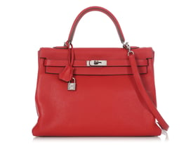 Hermes Hermès Rouge Casaque Leather Kelly 35