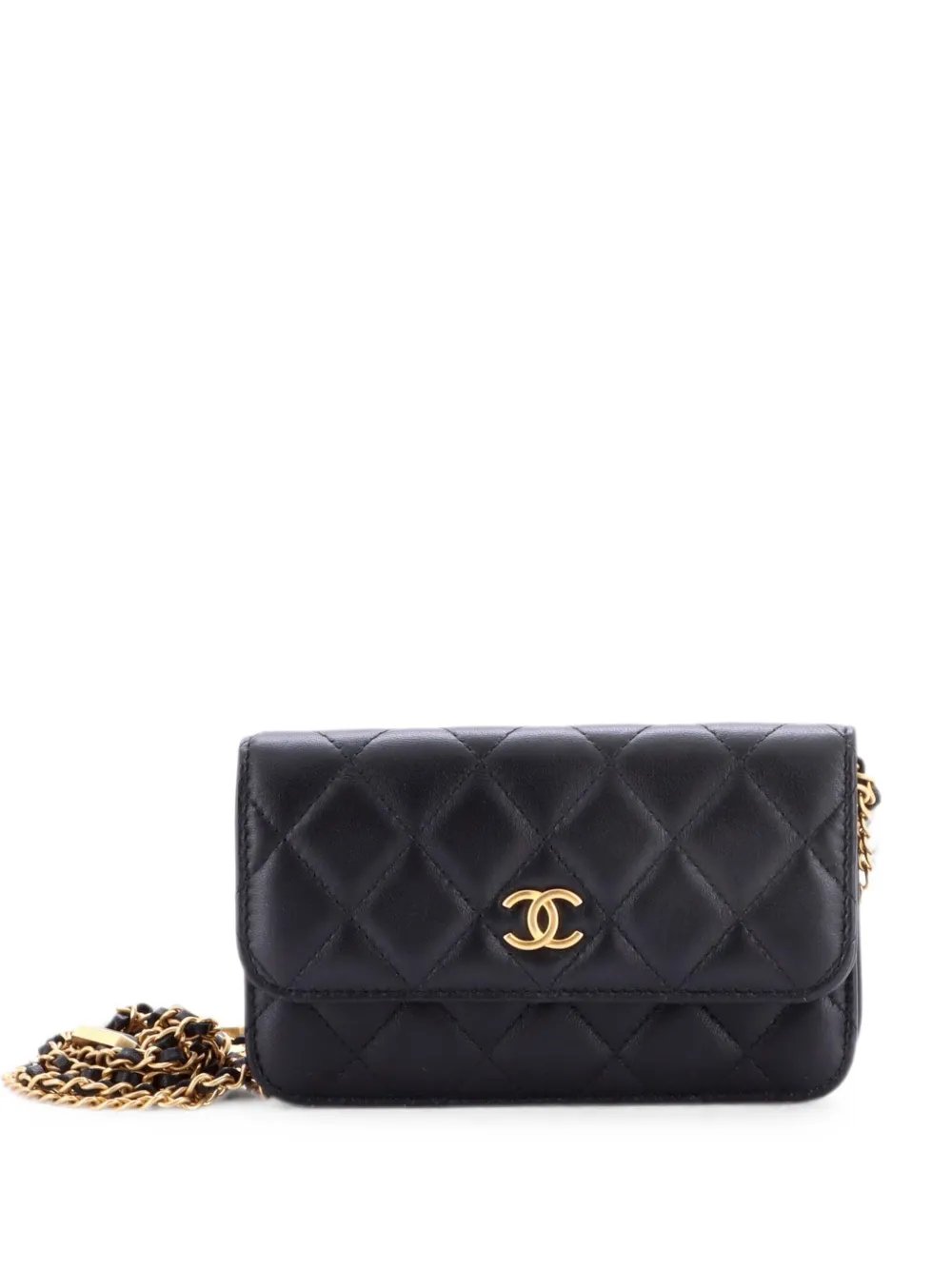 Medallion Charm Chain Phone Holder Quilted Lambskin shoulder bag
