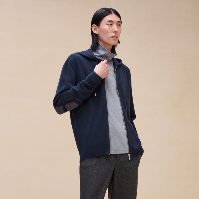 Marine Cashmere "Maillon Chaine d'Ancre" Hooded Jacket