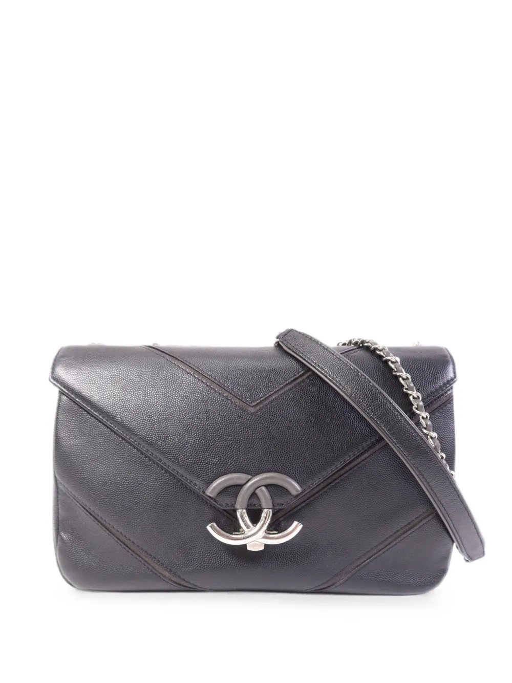 CC chevron-stitched shoulder bag