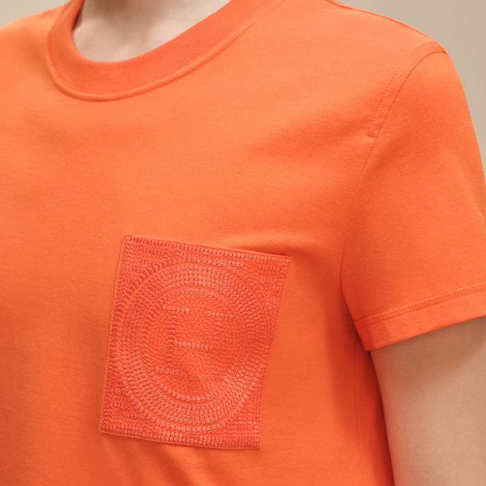 Orange Pop Embroidered Pocket T-shirt