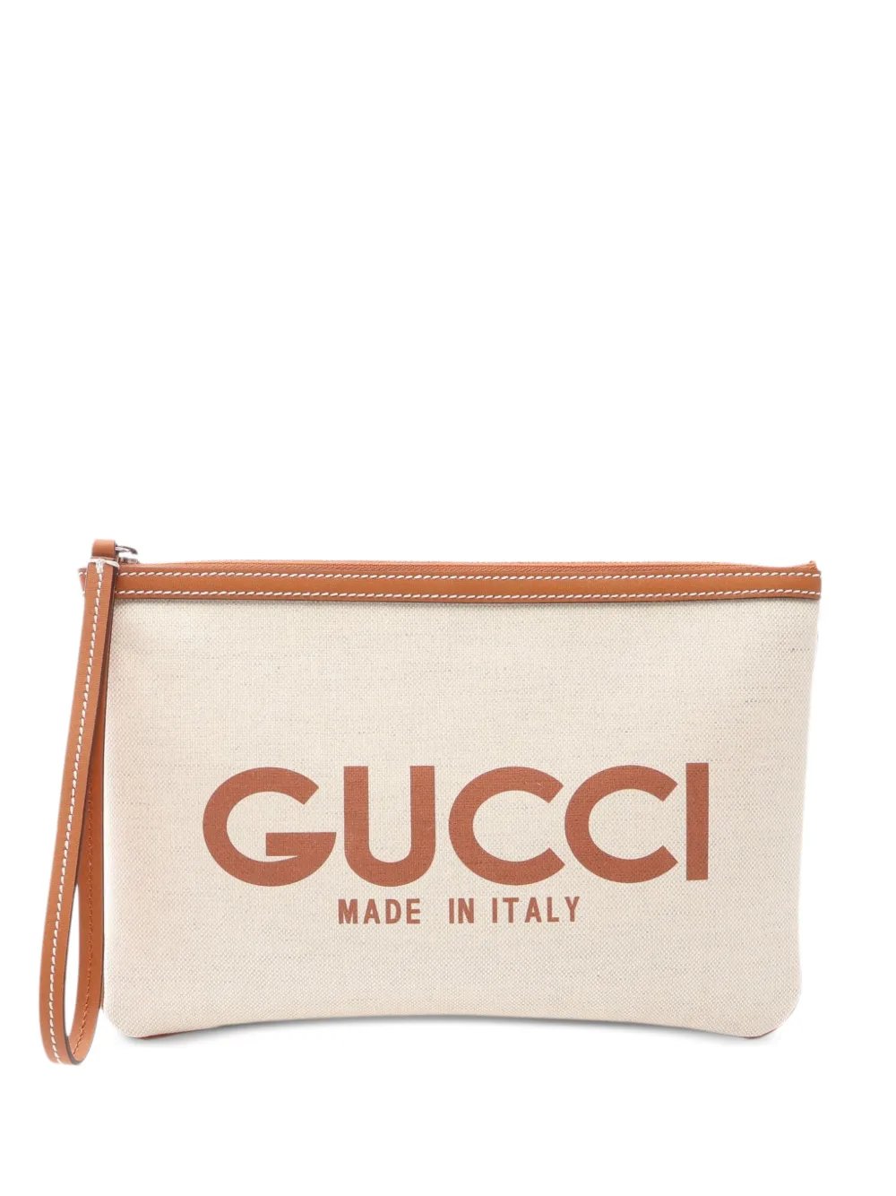 2010s logo-print leather-trim clutch bag